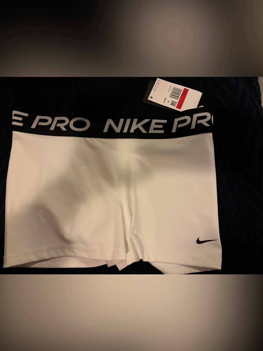 Nike Black and White Branded Elastic Spandex Shorts